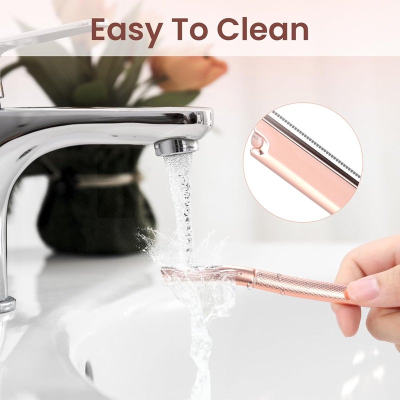 AIBRIT Dermaplaning Tool for Face, Dermaplane Razor for Peach Fuzz with Metal Grip, Professional Eyebrow Razor for Women, Facial Razor for Women Silver (12 Replaceable Blades) - Image 3